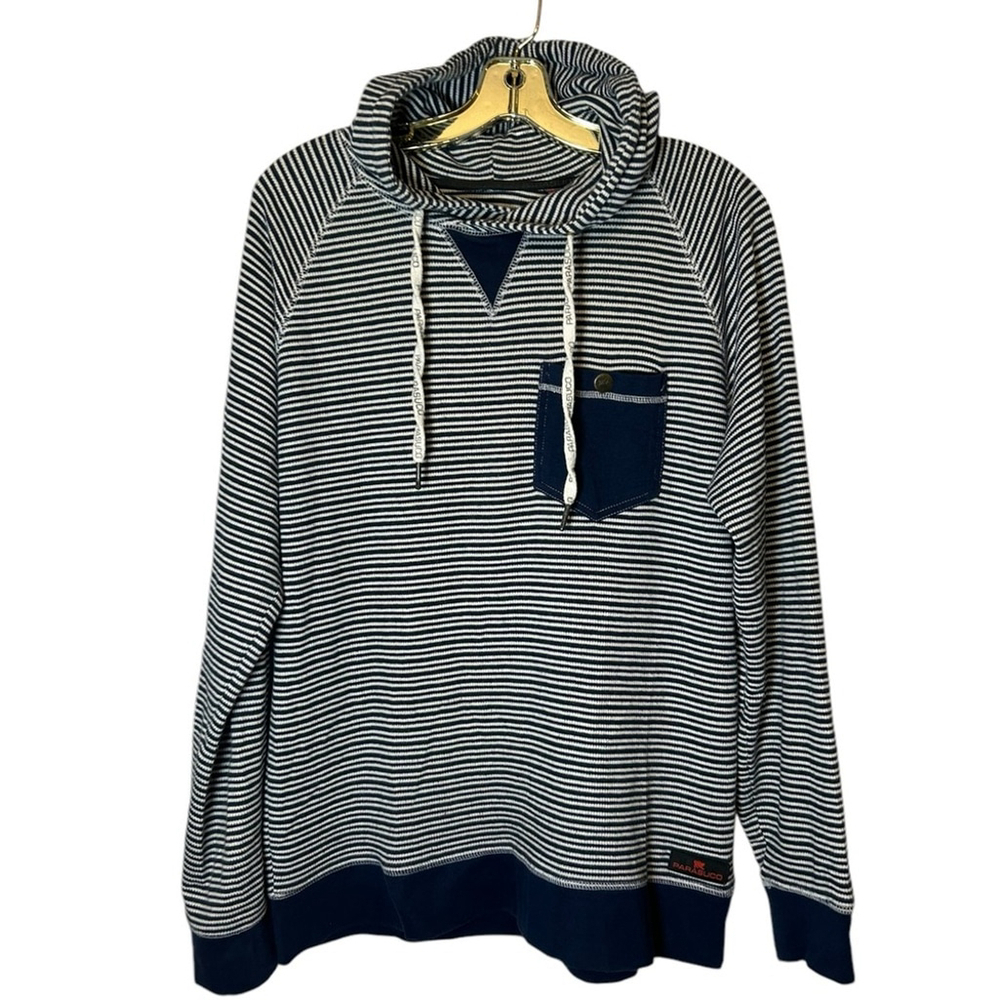 Vintage Parasuco Pull Over Sweater Stripped Waffled Hoodie with pockets- XL